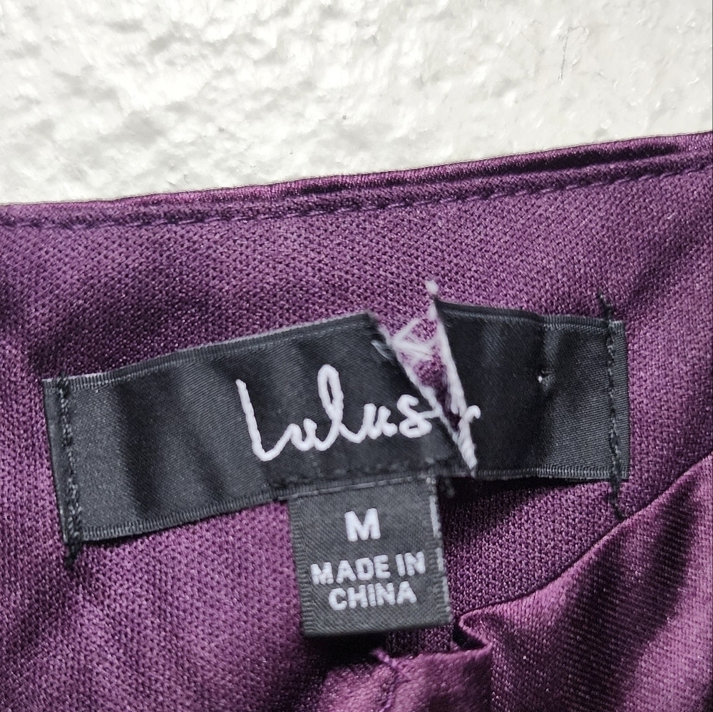 Lulus Flawless Forever Dark Purple Satin Pleated Midi Dress M Wedding Party Prom - Picture 9 of 9